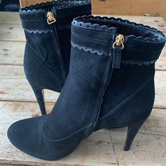 L.K. Bennett Black Suede Side Zip Nikita Boot Bootie - Picture 6 of 13
